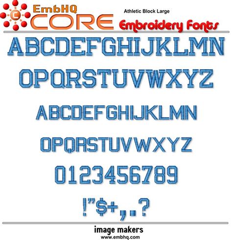 Athletic Block Large Embroidery Fonts Core Image Makers