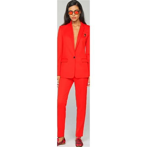 Jacketpants Women Business Suits Work Red 2 Piece Female Office