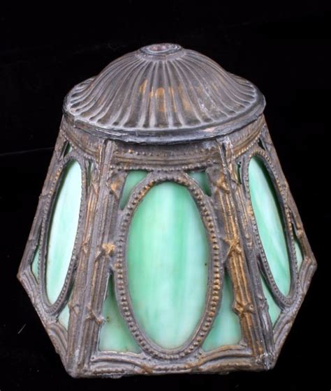 Antique Lead And Slag Glass Lamp Shade