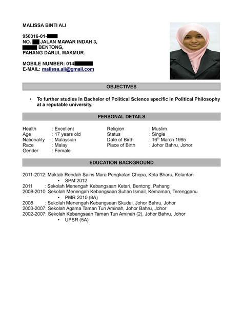 Contoh Resume Melayu Ringkas Contoh Resume Terbaik Untuk Lepasan Spm