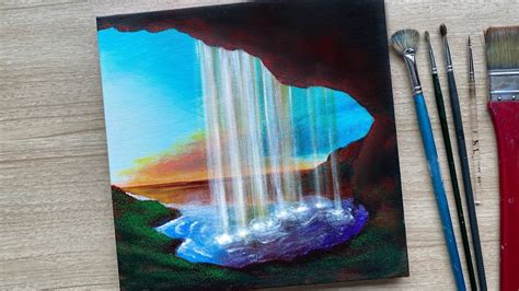 Waterfall Acrylic Painting For Beginners Daily Challenge 80 Youtube