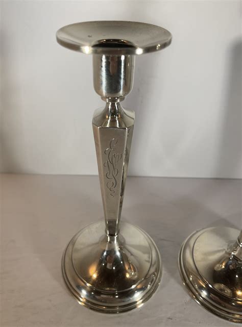 Pair Of Vintage Sterling Silver Candlesticks Etsy