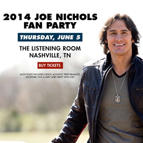 Joe Nichols Fan Club Party Details Hometown Country Music