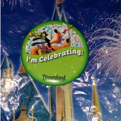 Disneyland Park Im Celebrating W Goofy Button~new~pin On Button