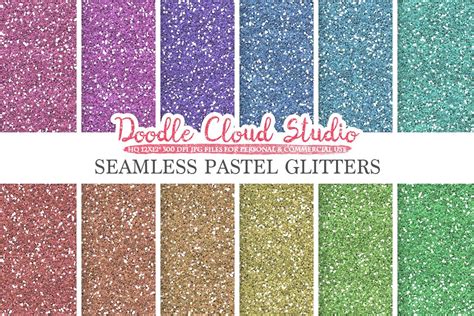 Seamless Pastel Glitter Digital Paper Light Colors Sparkling Backgrounds Bright Rainbow