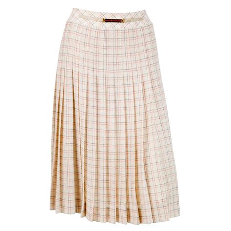 1970s Celine Iconic Ivory Wool Pleated Skirt For Sale At 1stdibs