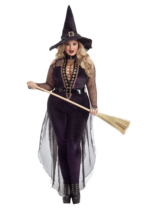 Womens Plus Size Midnight Violet Witch Costume
