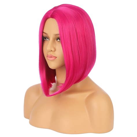 Enilecor Hot Pink Wigs Colorful Bob Wig For Women Hair Replacement Wigs Short