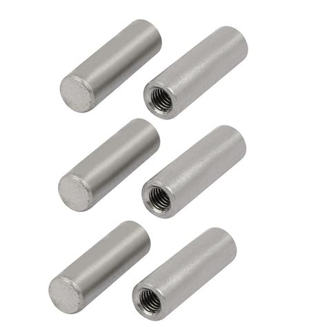 304 Stainless Steel M5 Female Thread 8mm X 25mm Cylindrical Dowel Pin 6pcs