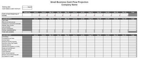 Small Business Cash Flow Projection Template In Excel Downloadxlsx