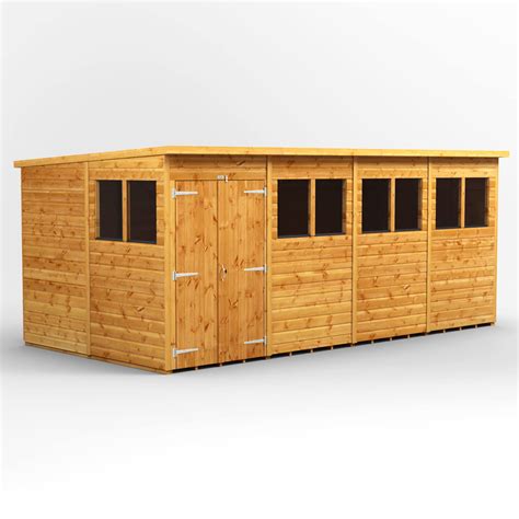 Buy Power Sheds Wooden Shed 16 X 8 Double Door Wooden Shed 16x8 Pent