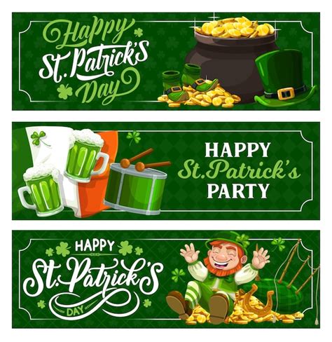 Premium Vector St Patrick Day Irish Festival Holiday Banners