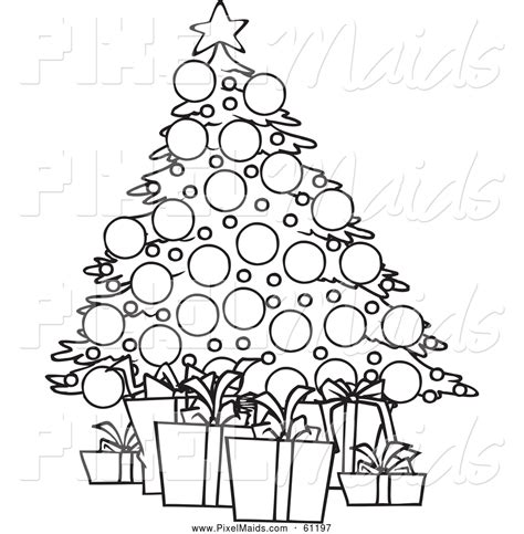 Maybe you would like to learn more about one of these? Clipart of a Black and White Christmas Tree and Gifts by ...