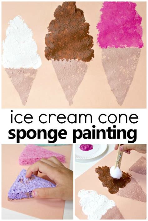 Sponge Painted Ice Cream Cone Summer Art Project Summer