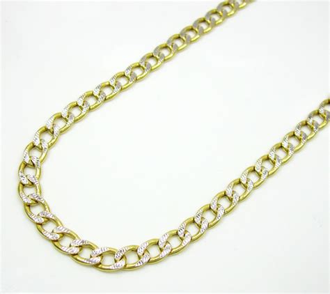 Buy 10k Yellow Gold Hollow Diamond Cut Cuban Link Chain 24 Inch 4mm