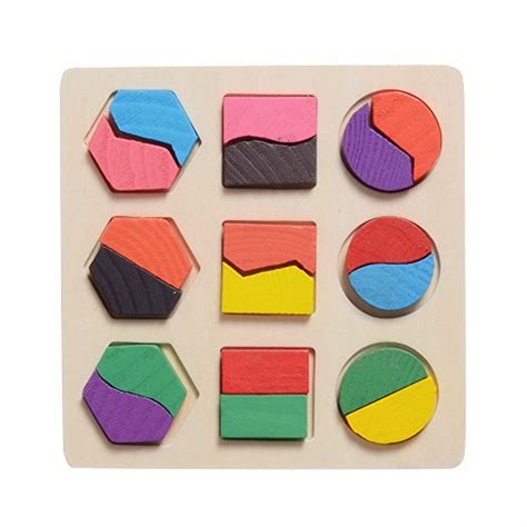 Xadp Wooden Preschool Shape Puzzle Geometric Chunky Puzzles Early