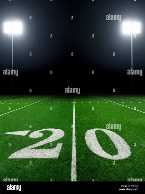 Football Field Illuminated By Stadium Lights Stock Photo Alamy