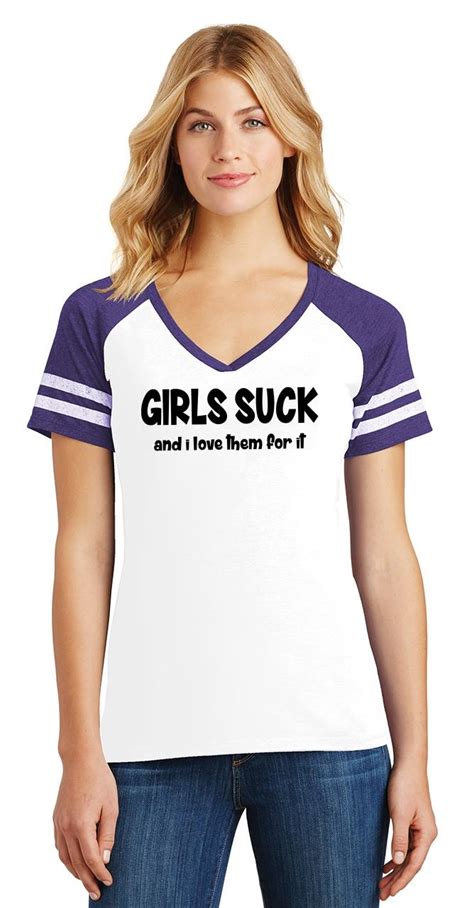 Ladies Girls Suck I Love Them For It Game V Neck Tee Sex Rude Party Ebay