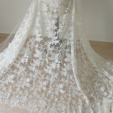 Wedding Lace Fabric Bridal Lace Fabric Heavy Embroidered Gown Etsy