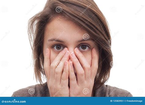 Cute Young Woman Covering Her Face Stock Image Image Of Female