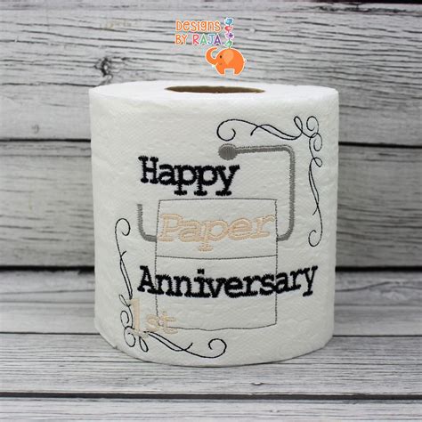 Happy 1st Paper Anniversary 2 Embroidered Toilet Paper Etsy Paper