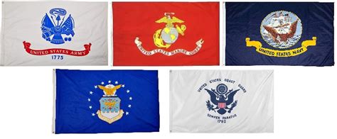 Outdoor Armed Forces Flag Set 3 X 5 Nylon With Header And Grommets