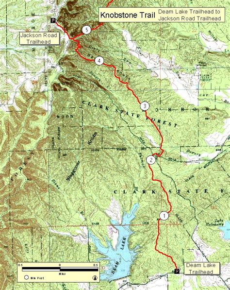 Topographic Map Of Jackson Road To Deam Lake Trailheads On Knobstone
