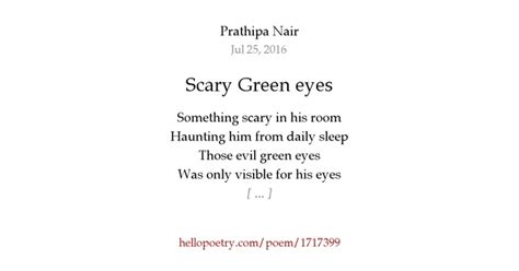Scary Green Eyes By Prathipa Nair Hello Poetry