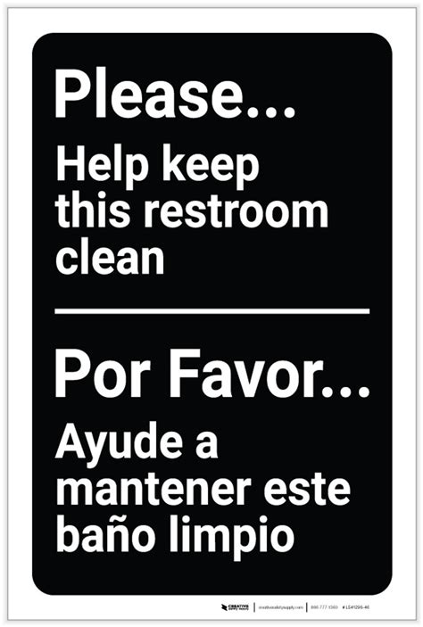Please Help Keep This Restroom Clean Bilingual Spanish Label