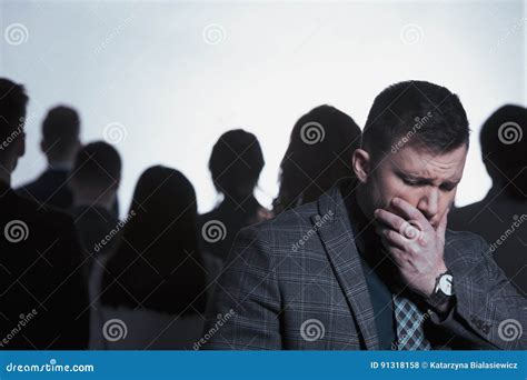 Man Rejected From A Crowd Stock Photo Image Of Loneliness 91318158