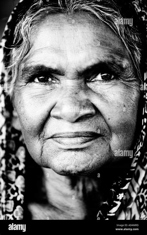 Environmental Portrait Of Elderly Indian Woman Stock Photo Alamy