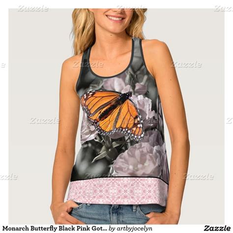 Monarch Butterfly Black Pink Gothic Tile Border Tank Top Zazzle
