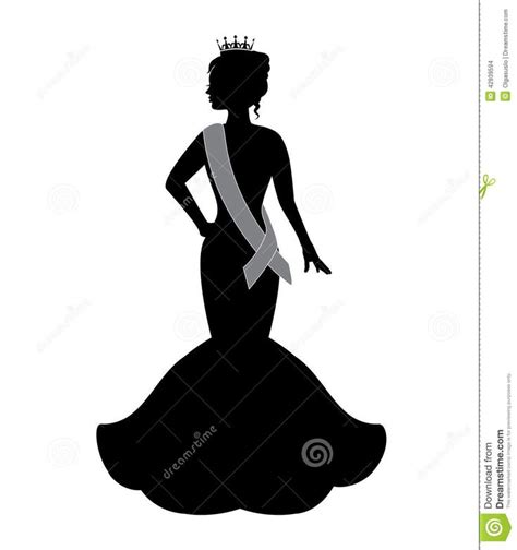 Queen Of Beauty Silhouette Of A Beauty Queen Wearing A Crown And An