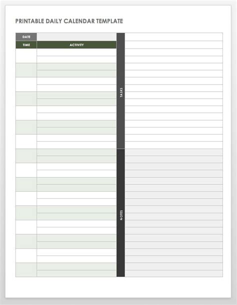 Daily Calendar Template Free Word Templates