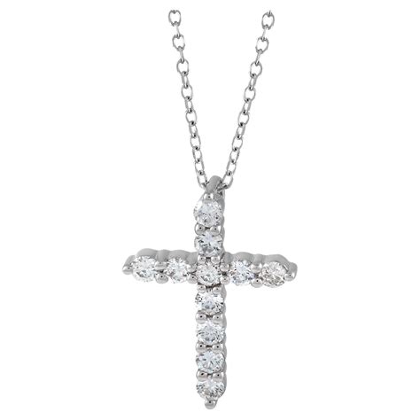 Rose Gold Sideways Diamond Cross Necklace 021 Carat For Sale At