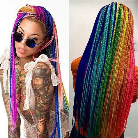 Love These Rainbow Dreads Box Braids Hairstyles Hair Styles Box