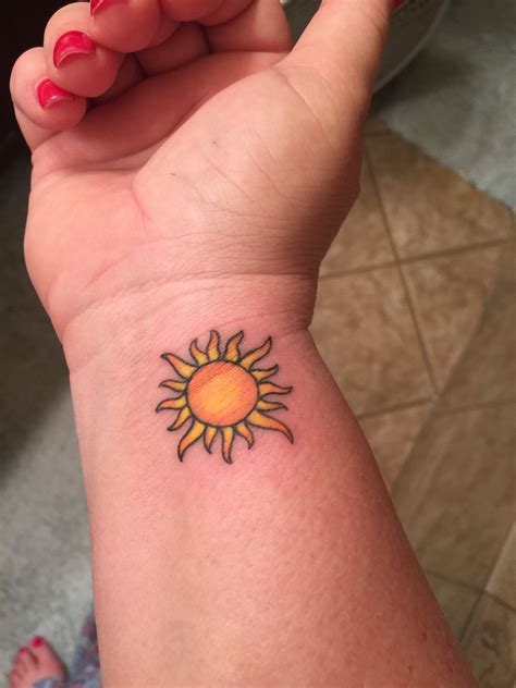 Sun Tattoo On Wrist With Color You Are My Sunshine Simple Sun Tattoo