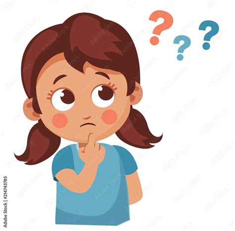 Cute Little Girl Asking Question Cartoon Vector Illustration Stock