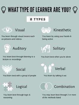 Types Of Learners Infographic FREE By TeachAGN TPT