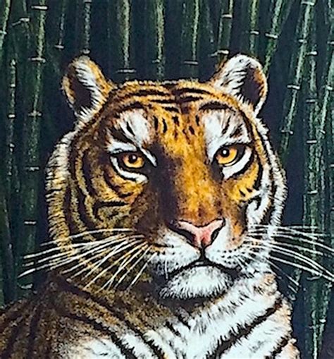 Unknown Bengal Tiger Portrait Hand Drawn Lithograph Wildlife Art