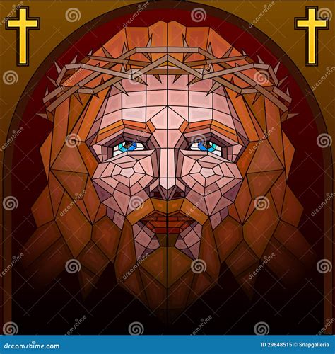 Stained Glass Painting Of Jesus Christ Stock Vector Illustration Of