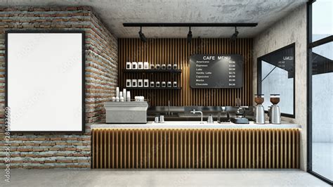 Cafe Shop Restaurant Design Modern And Lofttop Counter Concretewood
