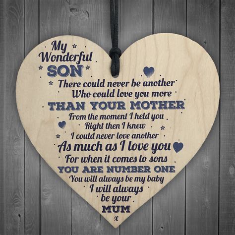 My Wonderful Son Wooden Heart Mum Son Special Friends Thank You