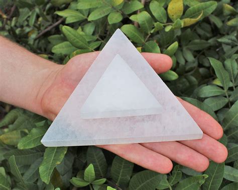 Polished Selenite Charging Station Triangle Shaped Crystal Plate