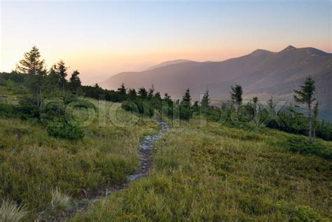 Carpathian Mountains Ukraine Sunset Stock Photo Colourbox