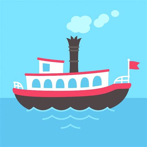 Premium Vector Cartoon Steamboat Ship