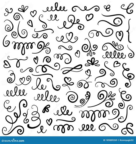 Hand Drawn Decorative Curls And Swirls A Collection Of Vintage Vector