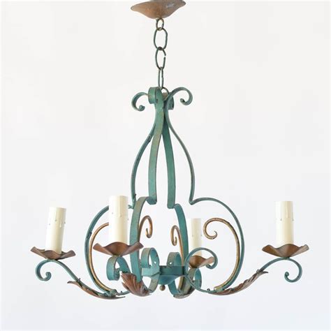 Turquoise Iron Chandelier W Leaves The Big Chandelier