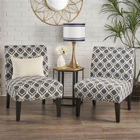 Noble House Kassi Navy And Blue Geometric Patterned Fabric Accent