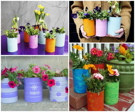 How To Repurpose And Decoupage Tin Can Planters Just Craft And Diy Projects